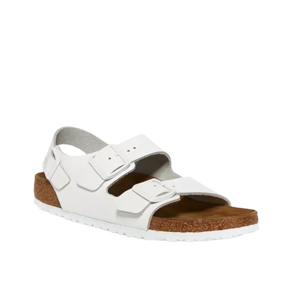 Birkenstock Shoes - Birkenstock Women's Milano Slip On Slingback Buckled Footbed Sandals White 8 NWT